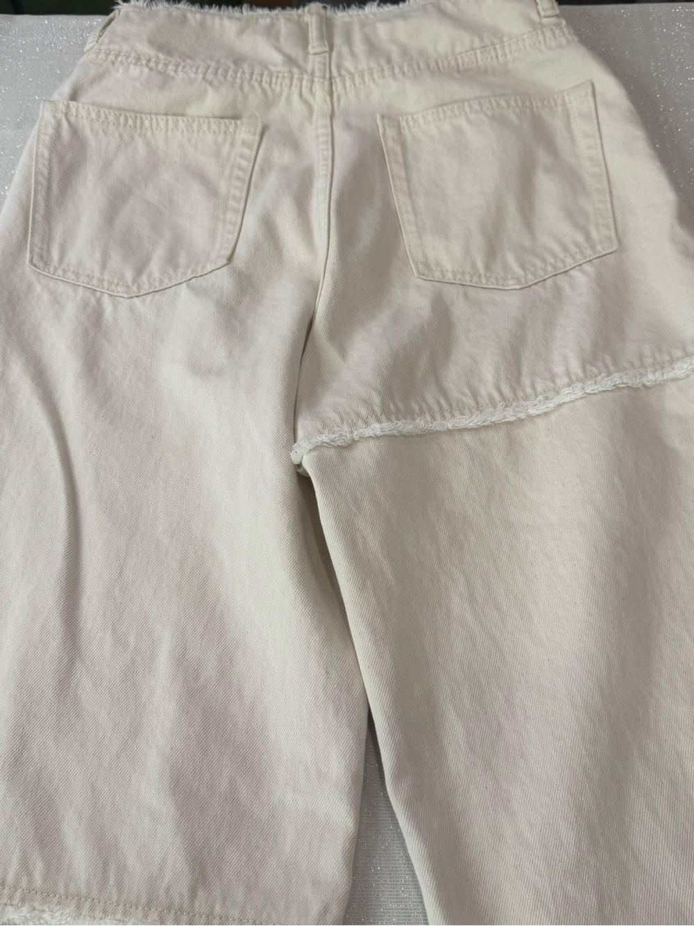 Wide Leg Cotton Panel Jeans in Cream Womens Size Medium Boho, Indie, 90s, Y2K - Picture 4 of 7